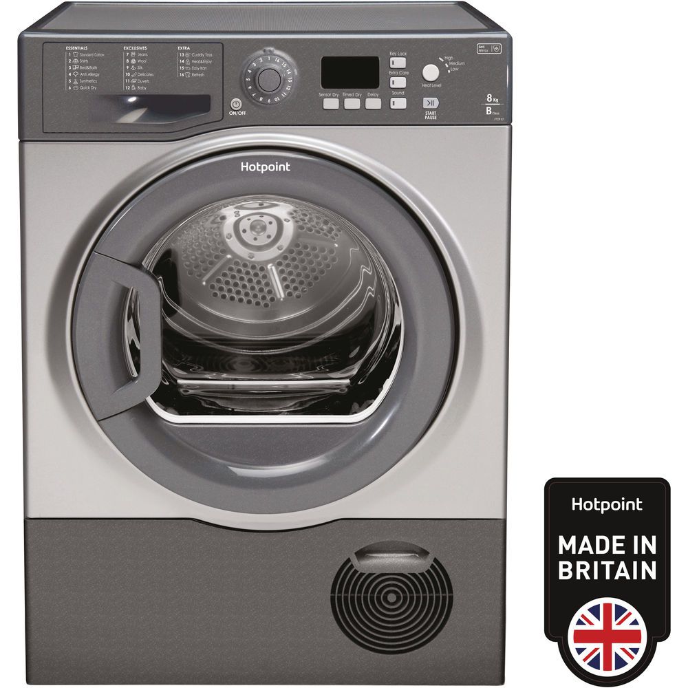 Hotpoint Condenser Tumble Dryer: Freestanding, 8kg - FTCF 87B GG (UK ...